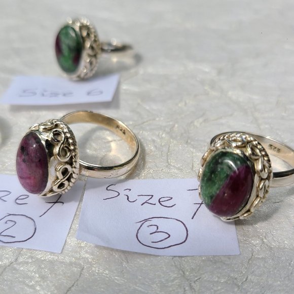 Ruby Zoisite ring sterling silver -Unique gemstone ring - Picture 11 of 16
